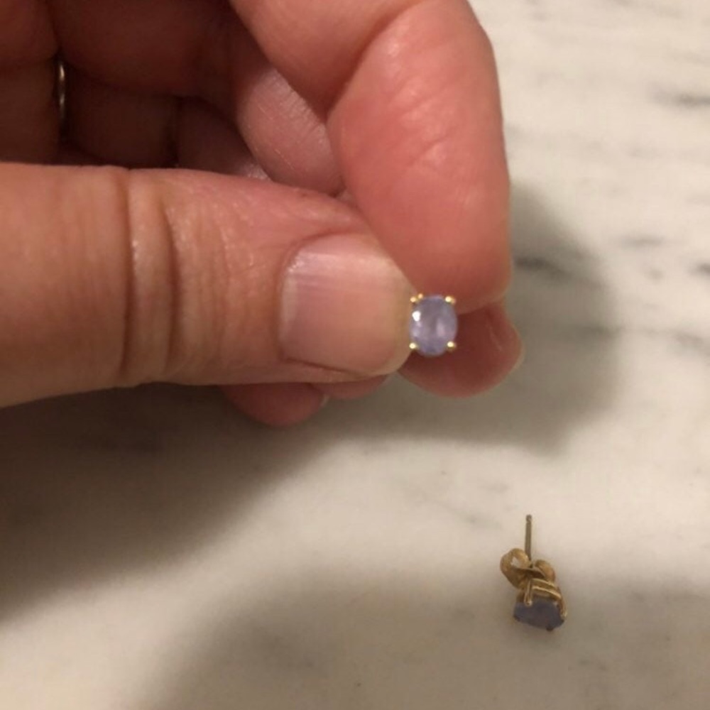 14K yellow gold tanzanite post earrings